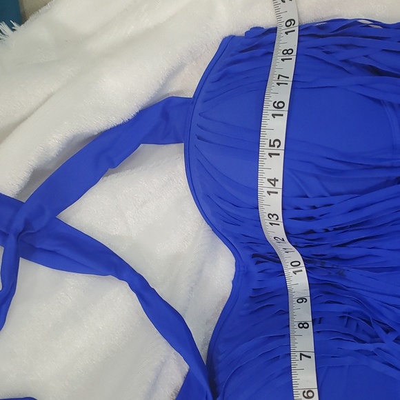 Womens Plus Size High Waist Fringe Swimwear Two Piece - Picture 5 of 6